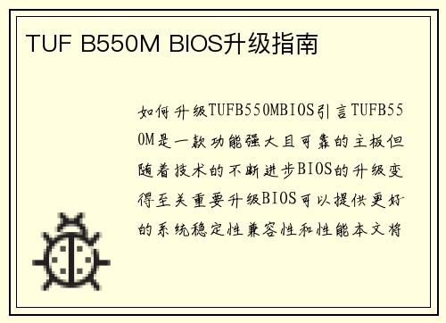 TUF B550M BIOS升级指南